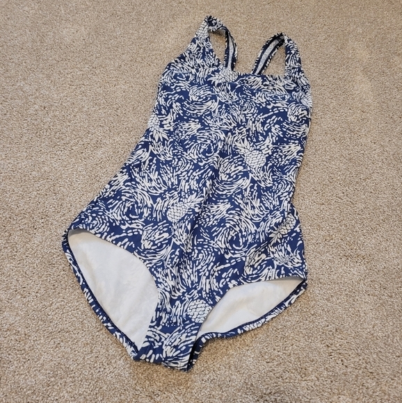 Speedo Women's Ultraback Blue Pineapple One Piece Swimming Suit Size  Small - Picture 3 of 6
